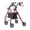 Rhythm Healthcare Royal Aluminum 4 Wheel Rollator, Lightweight Folding Walker with Padded Seat, Tote Bag, and Locking Loop Brakes, Red view 1