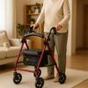 Rhythm Healthcare Royal Aluminum 4 Wheel Rollator, Lightweight Folding Walker with Padded Seat, Tote Bag, and Locking Loop Brakes, Red view 4