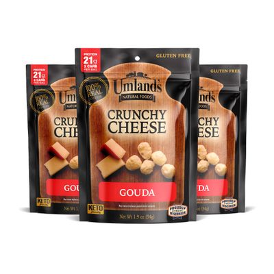 Umlands Crunchy Cheese Gouda (31.9oz Bags) | 100% Real Wisconsin Cheese, Keto, LowCarb, HighProtein, GlutenFree, ShelfStable Snack