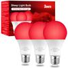 Verbeeck 670nm Red Light Bulb,9W E26 A19 Red Light Sleep Therapy Bulb,Dimmable,Melatonin Promoting,Healthy Sleep Light,Night Light for Bedroom,Baby Nursery,Reading,3 Pack view 1