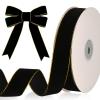 10 Yards Golden Edge Black Velvet Ribbon 1Inch for Christmas Tree, Black Velvet Christmas Ribbon for Gift Wrapping Crafts Bow Wreath Holiday Floral Bouquets Decorations view 1
