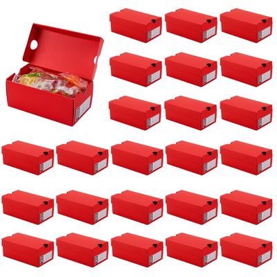 AHANDMAKER 24Pcs Mini Sneaker Boxes for Party Favors, Sports Theme Gift Case with Editable Label Small Sneaker Boxes for Wedding Holiday Birthday Party Candies Cookies Snacks, 4.7x2.5x2 Inch, Red