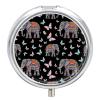 Mini Pill Organizer, Elephant Butterfly Round Compact Dispenser, Portable Holder for Fish Oil, Travel Pill Box Purse Use for Students view 1