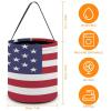 100% BLUE COLLAR Halloween Trick or Treat Bags Halloween Treating Baskets Sweet Bags Multipurpose Reusable Goody Buckets (American USA Flag) view 2
