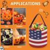 100% BLUE COLLAR Halloween Trick or Treat Bags Halloween Treating Baskets Sweet Bags Multipurpose Reusable Goody Buckets (American USA Flag) view 3