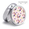 Round Pill Dispenser, Cute Pink Unicorns Mini Organizer Case, Metal Travel Holder for Medicine, Purse Pocket Container for Vacation Trips view 2