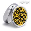 Round Pill Dispenser, Floral Sunflower Black Mini Organizer Case, Metal Travel Holder for Medicine, Purse Pocket Container for Vacation Trips view 2