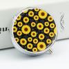 Round Pill Dispenser, Floral Sunflower Black Mini Organizer Case, Metal Travel Holder for Medicine, Purse Pocket Container for Vacation Trips view 4