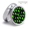 Round Pill Box, Space Alien Art Portable Travel Organizer, Metal Case with Mirror, Pocket Purse Container for Supplements view 2