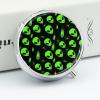 Round Pill Box, Space Alien Art Portable Travel Organizer, Metal Case with Mirror, Pocket Purse Container for Supplements view 4