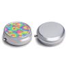 Travel Medicine Box, Rainbow Tie Dye Round Small Organizer, Metal Pill Case for Fish Oil, Portable Dispenser Purse Pocket for Commuters view 3