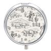 Portable Medicine Box, Cowboy Cow Longhorn Horse Print Western Round Pill Organizer, Compact Case for Fish Oil, Travel Pill Holder Purse Carry for Seniors view 1