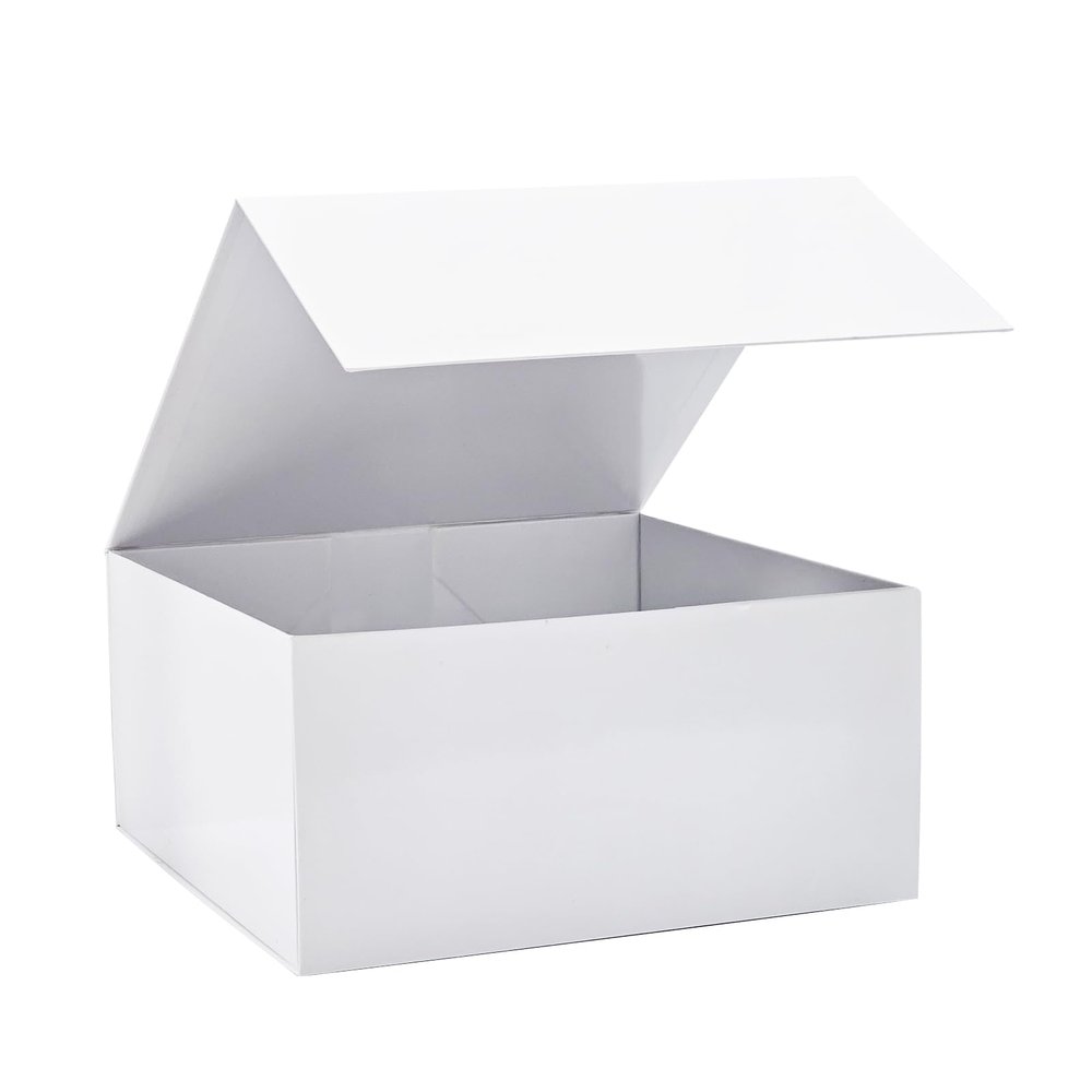 White Gift Boxes, Gift Boxes in Bulk, Collapsible Gift Box, Large Rectangle Collapsible Decorative Boxes 12x12x5.9inch, Packaging for Small Business, Parties Apparel, Retail (White)