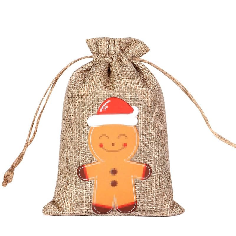 ZSKunity Christmas Gnome Gift Bags, Non-Woven Drawstring Bags with Gold Handles for Holiday Party Favors, Candy, Gifts (Multiple Sizes & Designs) (10 * 15cmF-02)