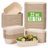 Acellegic 50 Pack 32 oz Disposable Meal Prep Containers with Lids Rectangle Paper Bowls with Lids Disposable Food Bowls Compostable Lunch Take out Food Containers for Salads, Leftovers view 1
