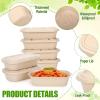 Acellegic 50 Pack 32 oz Disposable Meal Prep Containers with Lids Rectangle Paper Bowls with Lids Disposable Food Bowls Compostable Lunch Take out Food Containers for Salads, Leftovers view 3