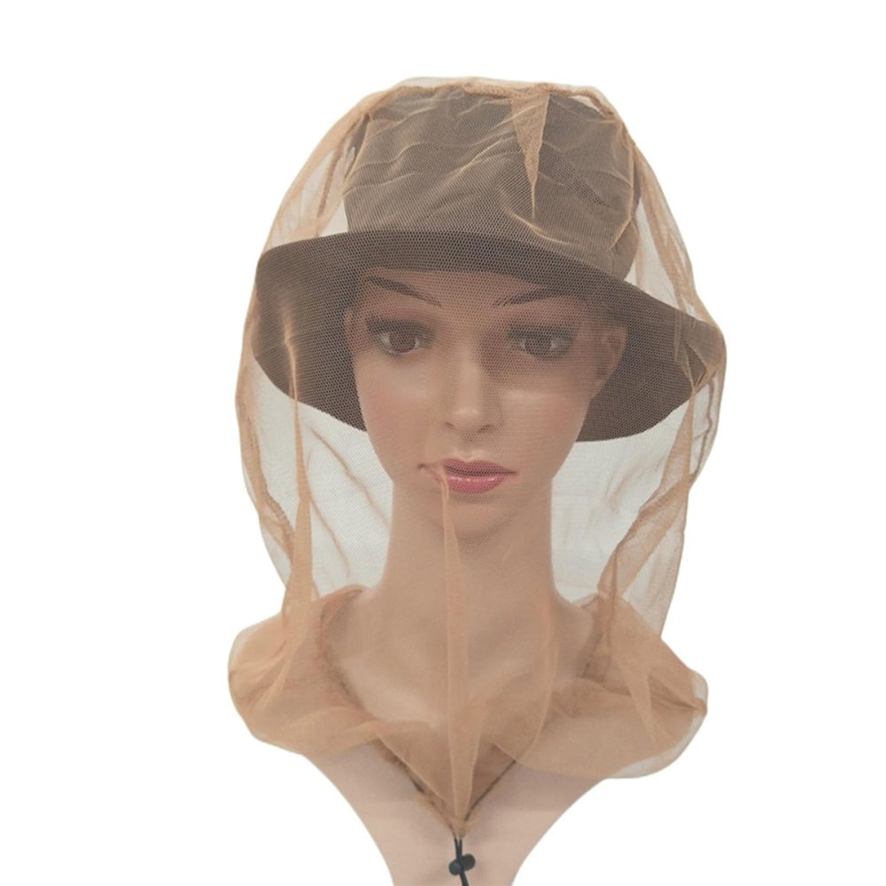 HELPFLOWER Mosquito Head Net Fine Bug Net for Head Protection Lightweight Breathable Insect Shield for Outdoor Camping Hiking Adventures(Yellow)
