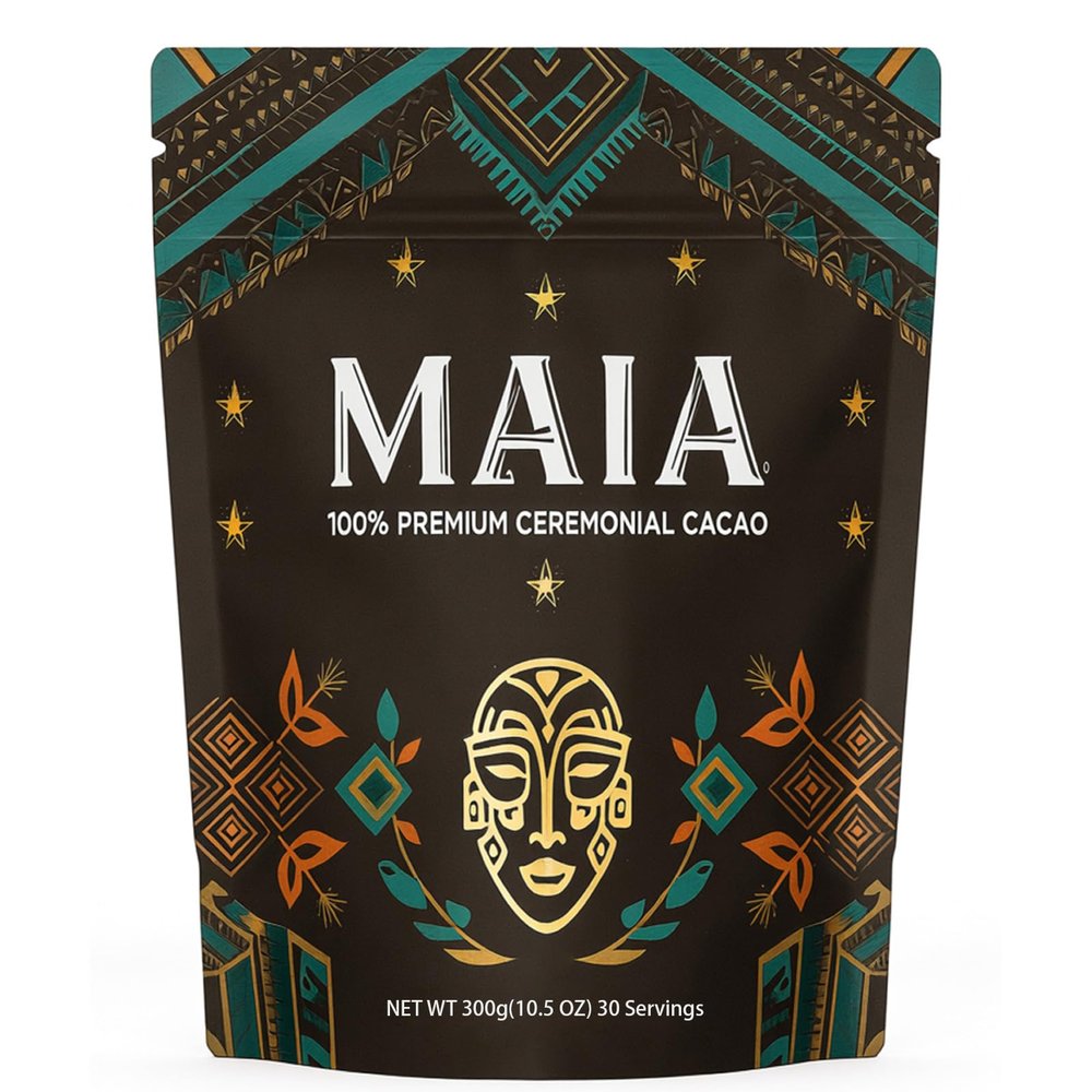 Maia Ceremonial Cacao, with Flavanol, nattokinase, Theobromine, Magnesium and Natural Flavonoids Blend, Supports Circulation, Arterial Health & Cardiovascular Wellness Zero Sugar 100% Pure and Natural