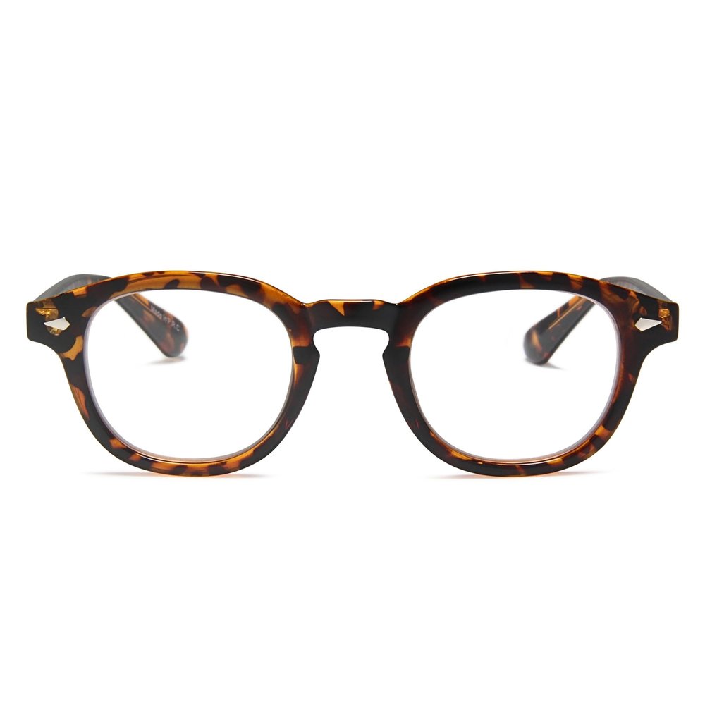 2SeeLife Tortoise Round Premium Clear Frame Reading Glasses Solid & Sturdy Frame Blue Light Retro Readers for Men & Women with Spring Hinges & Scratch-Resistant Lenses, Strength 2.50
