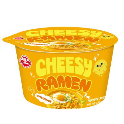 Cheesy Ramen (Bowl) Cheddar Flavor | Non-Spicy, Creamy & Savory Korean Instant Bowl Noodles, 3.17 oz (Pack of 6)
