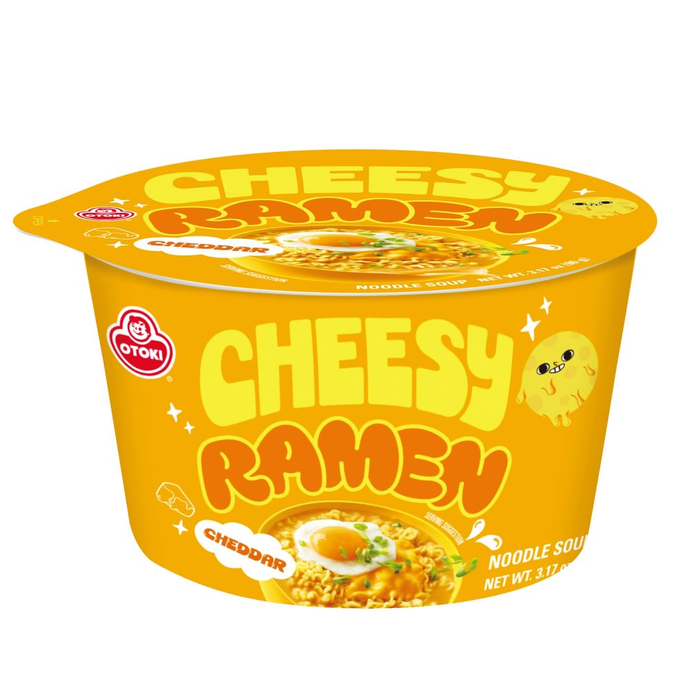 Cheesy Ramen (Bowl) Cheddar Flavor | Non-Spicy, Creamy & Savory Korean Instant Bowl Noodles, 3.17 oz (Pack of 6)