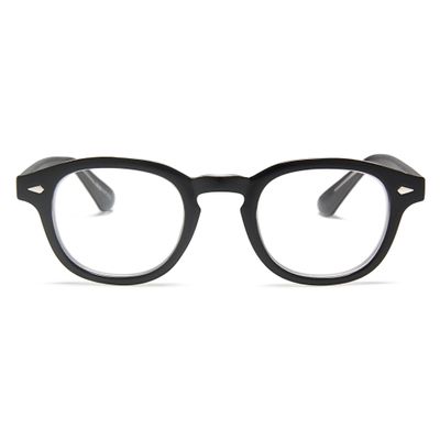 2SeeLife Black Round Premium Clear Frame Reading Glasses Solid & Sturdy Frame Blue Light Retro Readers for Men & Women with Spring Hinges & Scratch-Resistant Lenses, Strength 1.50