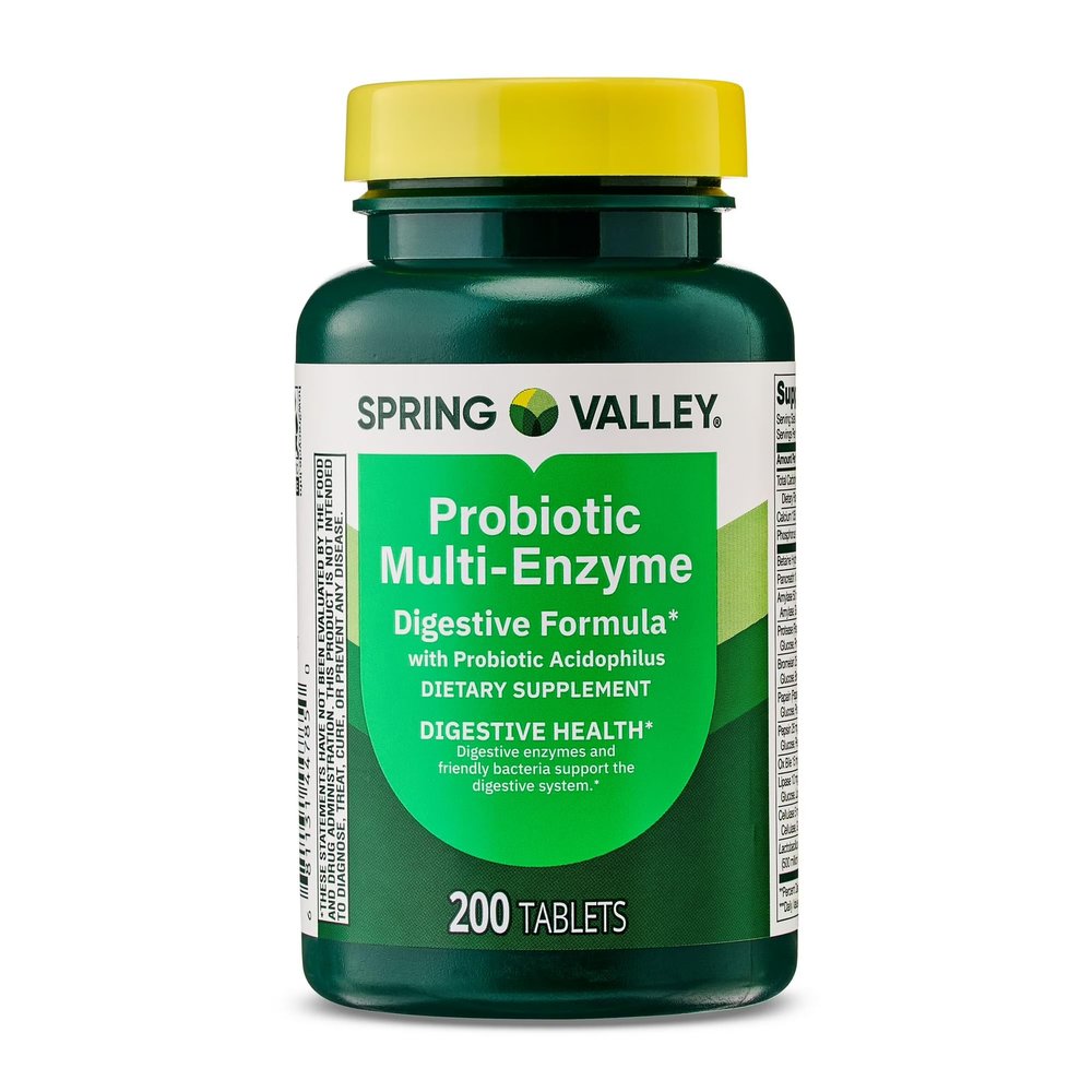 Probiotic Multi-Enzyme Digestive Formula Tablets 200 Count Supports Digestion, Bloating & Gut Health