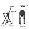 Walking Cane with Seat Folding Lightweight Cane Chair Foldable for Seniors Aluminum Alloy Portable Anti-Slip Height Adjustable(Black) view 2
