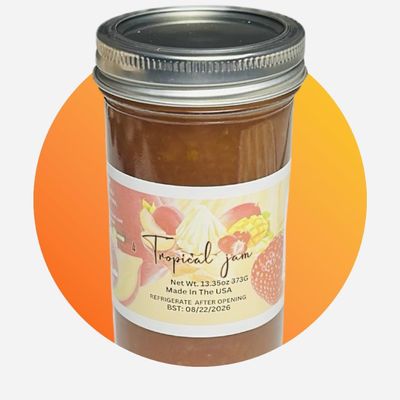 4 tropical fruits jam ! Pineapple, mango, peach, strawberry