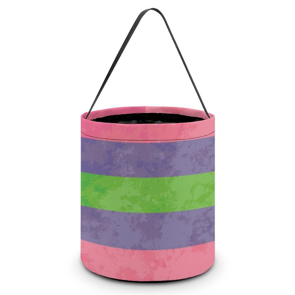 100% BLUE COLLAR Sweet Bags Trigender Pride Flag Multipurpose Reusable Goody Buckets Halloween Trick Or Treat Bucket Halloween Candy Bucket