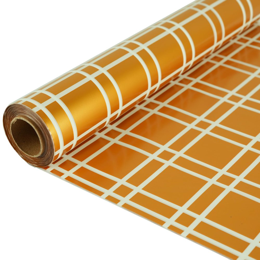 CMFYHM Christmas Cellophane Wrap Roll (34" x 100Ft) 3 Mil Thicken Long Film Gift Wrappings for Autumn Thanksgiving Baskets, Box,Wine, Christmas Decor(Gold And White)