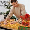 CMFYHM Christmas Cellophane Wrap Roll (34" x 100Ft) 3 Mil Thicken Long Film Gift Wrappings for Autumn Thanksgiving Baskets, Box,Wine, Christmas Decor(Gold And White) view 3