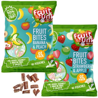 FRUITFUNK Fruit Snacks Bulk Bites | Multibag | Low Sugar Healthy Dessert for Kids | Natural Fruit Snacks | Made from Real Fruit | High Fiber | Vegan | Allergen Free | Harvest Snacks- 40 Pack