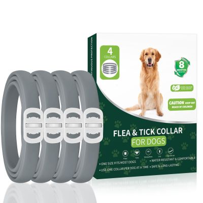 Flea and Tick Prevention for Dogs, 4-Pack Flea Collars, 32 Months, Grey