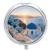 Small Pill Case 3 Compartments Mini Medicine Storage Container Blue And White Buildings And Sea Views Portable Pill Container Holder to Hold Vitamins for Pocket Or Purse Pill Boxes Decorative Metal Me view 1