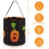 100% BLUE COLLAR Halloween Trick or Treat Bags Halloween Treating Baskets Sweet Bags Multipurpose Reusable Goody Buckets (Pumpkin Black) view 2