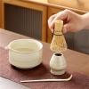 JDKHXPCL 4PCS Bamboo Ceramic Japanese Matcha Tea Set Food Grade Reusable Whisk Safe Chasen(Black) view 2