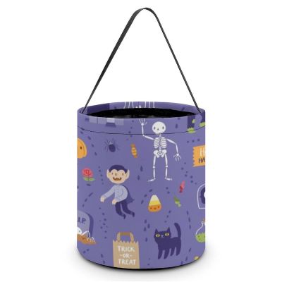 100% BLUE COLLAR Sweet Bags Happy Party Patterns (3) Multipurpose Reusable Goody Buckets Halloween Trick Or Treat Bucket Halloween Candy Bucket
