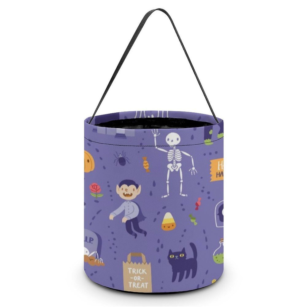 100% BLUE COLLAR Sweet Bags Happy Party Patterns (3) Multipurpose Reusable Goody Buckets Halloween Trick Or Treat Bucket Halloween Candy Bucket
