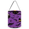 100% BLUE COLLAR Halloween Trick or Treat Bags Halloween Treating Baskets Sweet Bags Multipurpose Reusable Goody Buckets (Happy Bats Owl Witches Purple) view 1