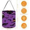 100% BLUE COLLAR Halloween Trick or Treat Bags Halloween Treating Baskets Sweet Bags Multipurpose Reusable Goody Buckets (Happy Bats Owl Witches Purple) view 2
