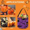 100% BLUE COLLAR Halloween Trick or Treat Bags Halloween Treating Baskets Sweet Bags Multipurpose Reusable Goody Buckets (Happy Bats Owl Witches Purple) view 3