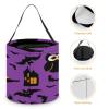 100% BLUE COLLAR Halloween Trick or Treat Bags Halloween Treating Baskets Sweet Bags Multipurpose Reusable Goody Buckets (Happy Bats Owl Witches Purple) view 4