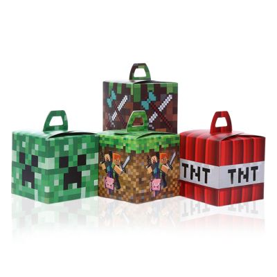 24 Pcs Cute Treat Boxes, Festival Celebrations Small Gift Boxes, Game Themed Dessert Boxes, Pixel Party Supplies for Birthday