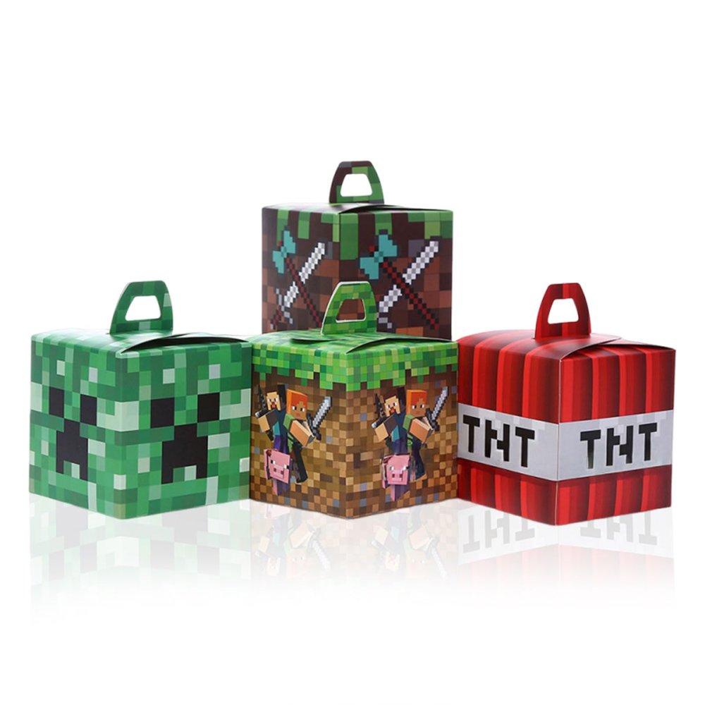 24 Pcs Cute Treat Boxes, Festival Celebrations Small Gift Boxes, Game Themed Dessert Boxes, Pixel Party Supplies for Birthday