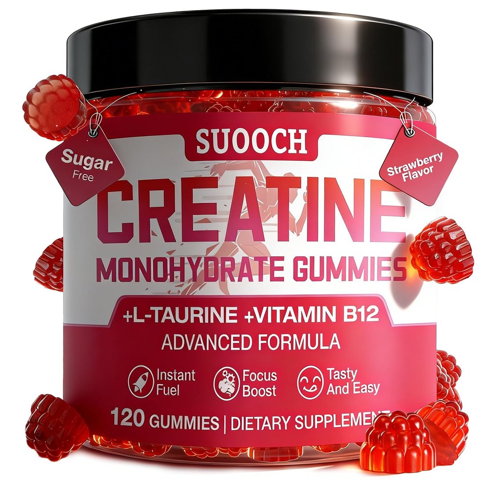 Creatine Gummies for Women 5000MG Creatine Gummies Strawberry Flavor Creatine Creatine Supplement for Enhanced Muscle Growth, Energy Boost - with L-Taurine, Sugar Free, Vegan,120 Count