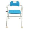 LOHISHILO Foldable Upgraded Shower Chair with Armrests and Back, Heavy Duty Folding Bathtub Chair with Thicker Shower Seat for Elderly,Handicap,Disabled, Seniors & Pregnant, 330lbs Blue view 1