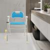 LOHISHILO Foldable Upgraded Shower Chair with Armrests and Back, Heavy Duty Folding Bathtub Chair with Thicker Shower Seat for Elderly,Handicap,Disabled, Seniors & Pregnant, 330lbs Blue view 4