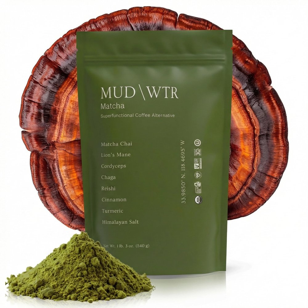 MUDWTR Mushroom Matcha Powder | 3,000mg of Adaptogenic Mushrooms | Japanese Matcha Powder Blend | USDA Organic | Energy, Focus & Immunity Support | Lion's Mane, Chaga, Reishi, Cordyceps | 90 Servings
