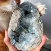 0.88-1.8lb Natural Celestine Cluster - Blue Quartz Geode for Home & Office Decor - Raw Crystal Healing Stone with Natural Formations view 2
